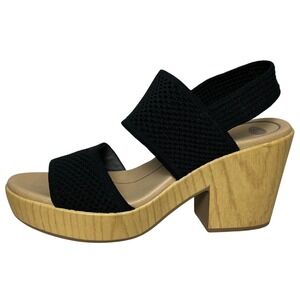 Dr Scholls Becca Black Fabric Wedge Sandals Women's Size 9M Platform Slingback